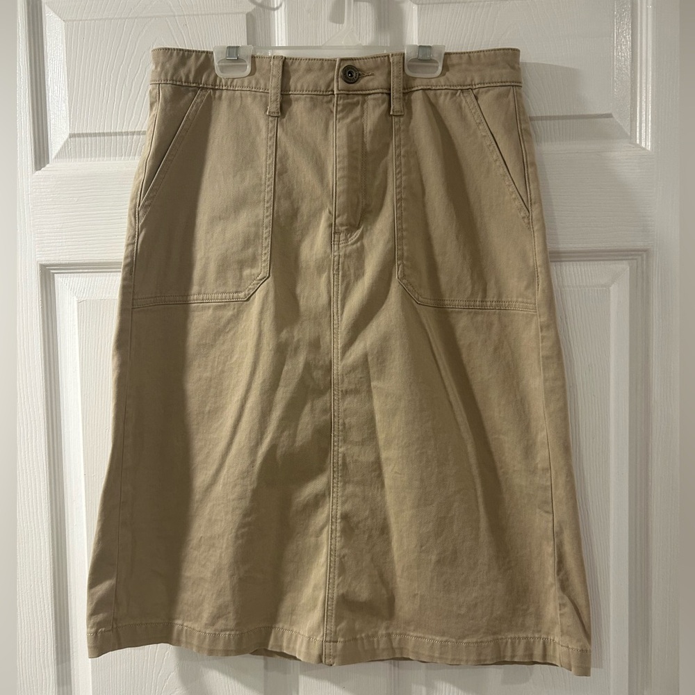 St. John's Bay Khaki A-Line Midi Skirt